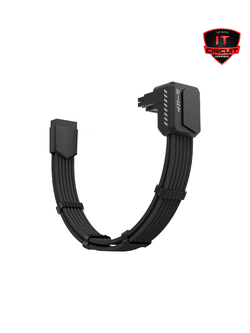 SLEEVED CABLE (สายถัก) EZDIY-FAB SHIELD 90 DEGREE 16AWG 12VHPWR MALE TO FEMALE EXTENSION CABLE STD - BLACK