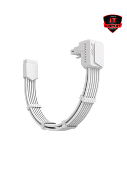 SLEEVED CABLE (สายถัก) EZDIY-FAB SHIELD 90 DEGREE 16AWG 12VHPWR MALE TO FEMALE EXTENSION CABLE RVS - WHITE