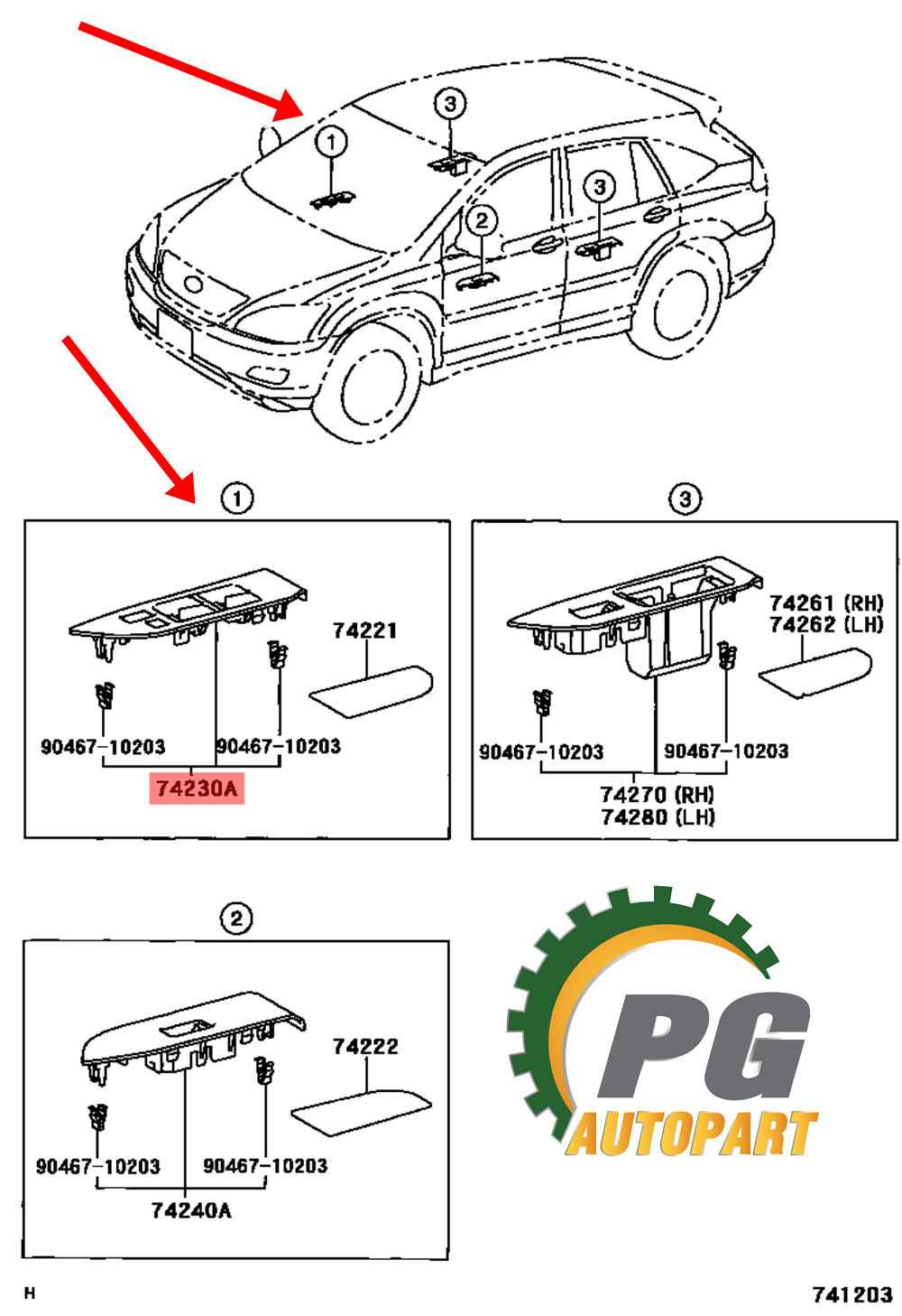 แผงช่องสวิทพักแขน LH- RH TOYOTA HARRIER ปี 2008-2013 (1ชิ้น) แท้ / รูปจริง