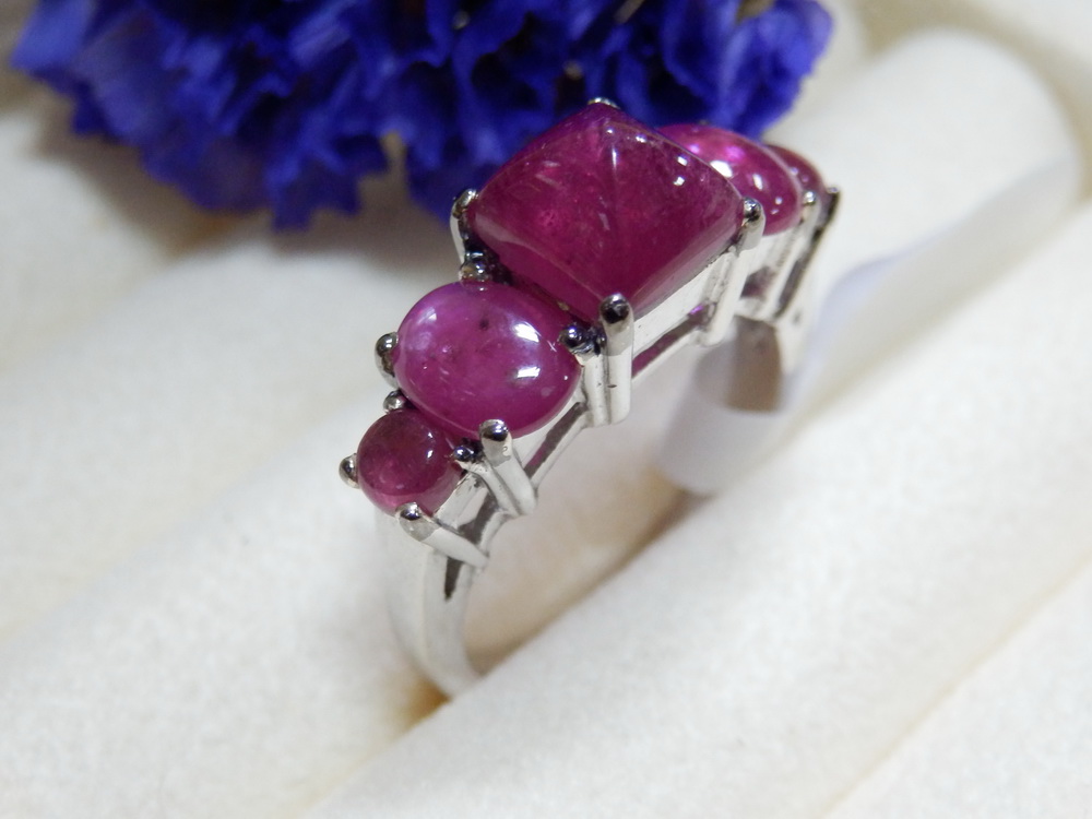 PP5405 แหวนทับทิมพม่าสีหวาน พลอยแท้ สวยทุกเม็ด