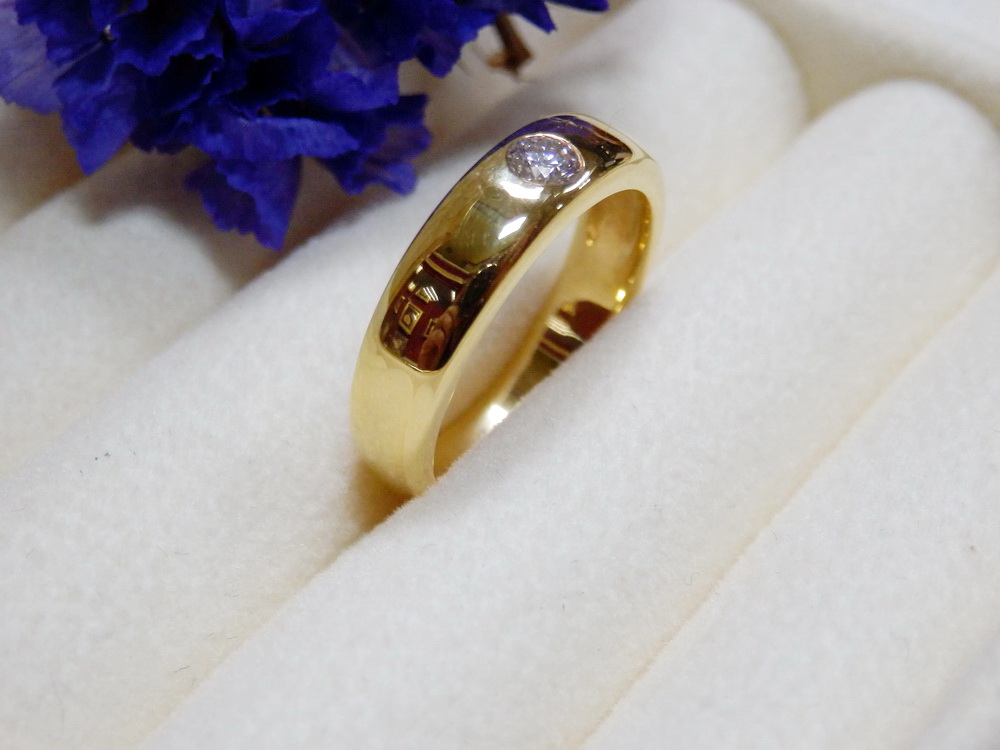 PP5309 แหวนเพชรแท้ 0.12 กะรัต แบบเรียบ คลาสสิค ใส่ได้ทั้งหญิงชาย