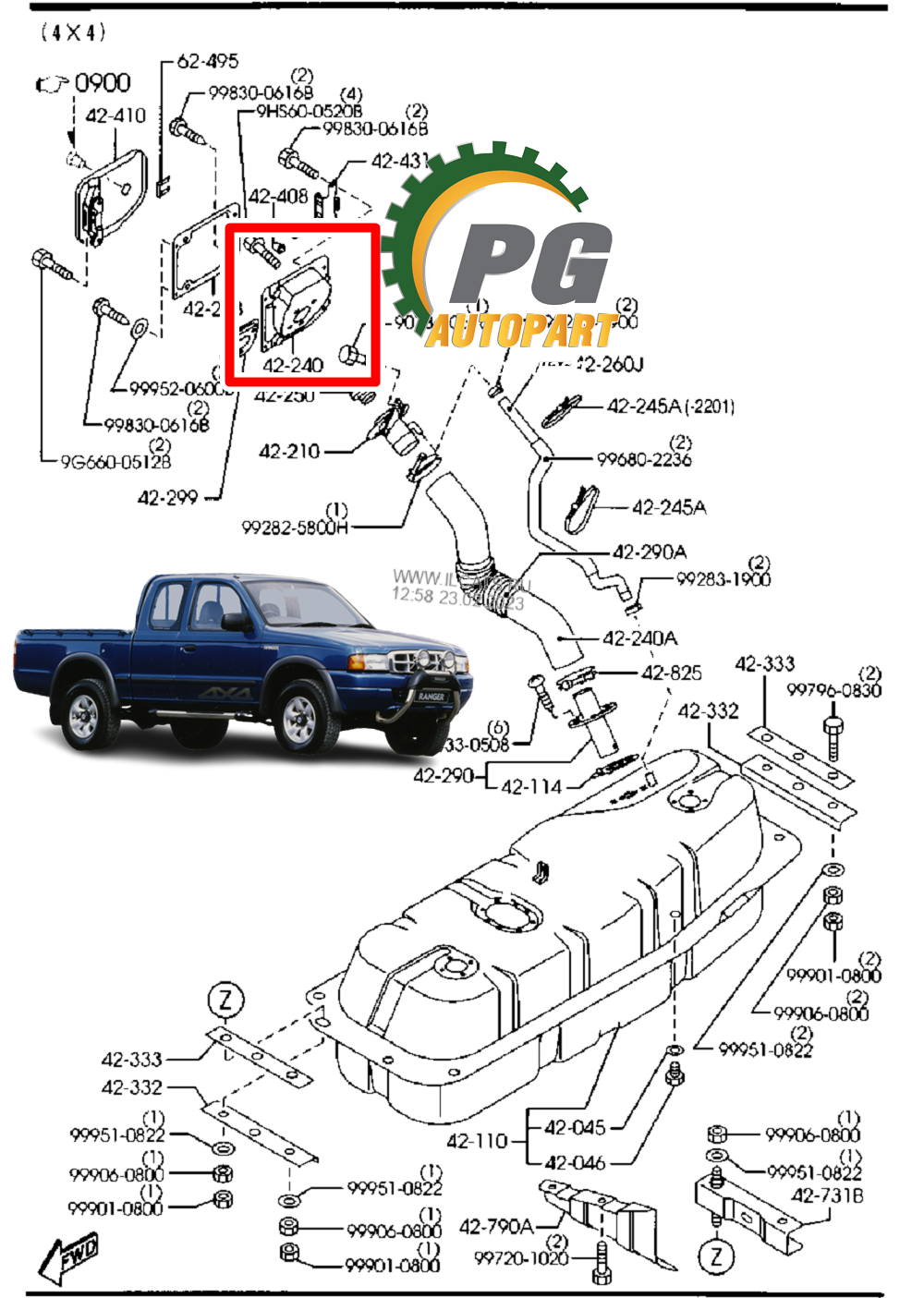 เบ้าคอถังน้ำมัน FORD RANGER ปี 2003-2006 (1 ชิ้น) แท้ / รูปจริง