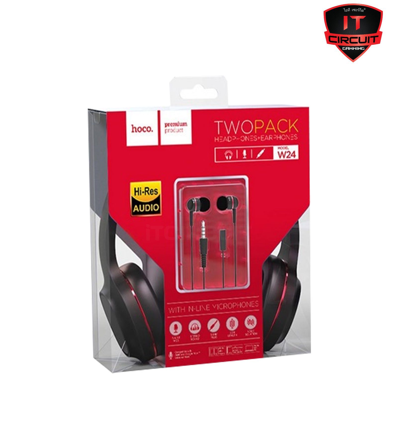 HEADSET (หูฟัง) Hoco W24 Red