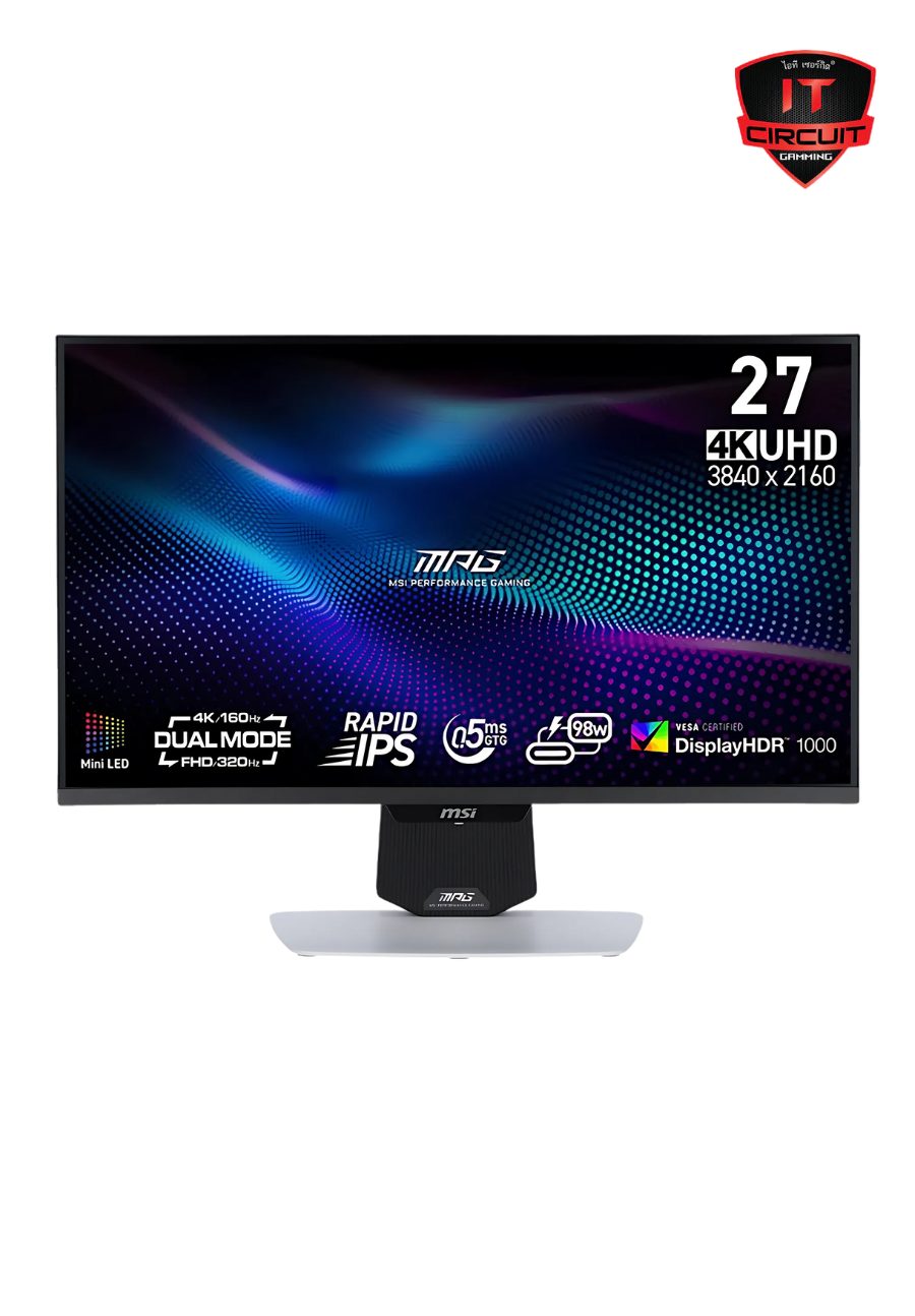 MONITOR (จอมอนิเตอร์) 27'' MSI MPG 274URDFW E16M (IPS, HDMI, DP, USB-C) 4K 160Hz / FHD 320Hz SN29925T1490H
