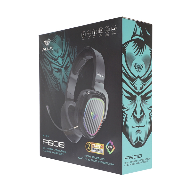 WIRELESS HEADSET (7.1) AULA F608 BLACK