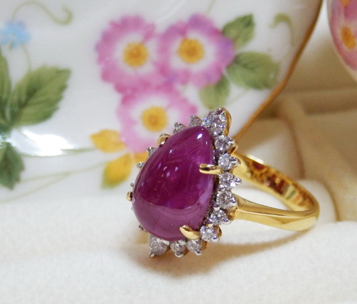 M068แหวนทับทิมแท้ สีหวานเนื้อสวยล้อมเพชรแท้ 0.41 กะรัต ใส่สวยเสริมราศี