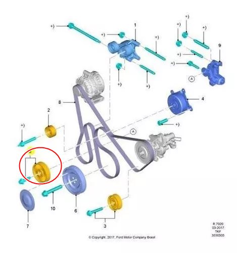 ลูกรอกหน้าเครื่อง พลาสติก 2.2-3.2 FORD RANGER T7 ปี 2015 ขึ้นไป MC (1ชิ้น) / รูปจริง