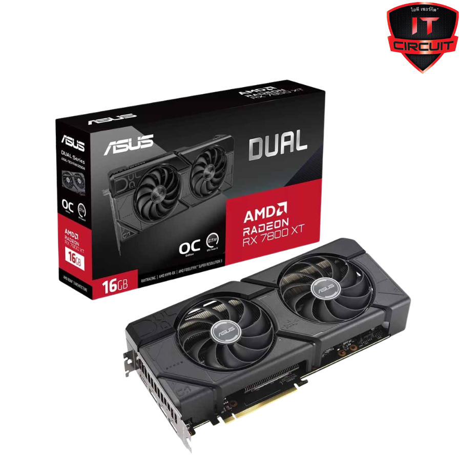VGA(การ์ดจอ) ASUS RADEON RX 7800XT DUAL O16G - 16GB GDDR6