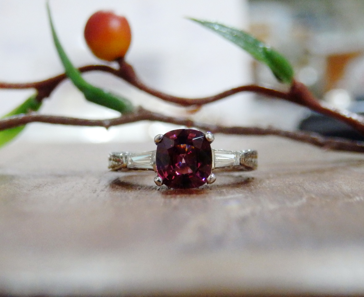 N174 แหวนโรโดไลท์แท้ประดับเพชรcz งานซิลเวอร์สวยๆราคาเบาๆ