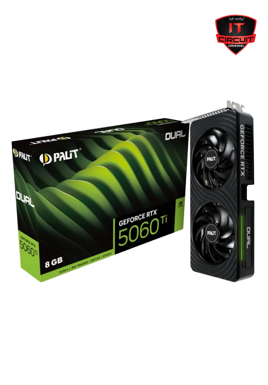 VGA(การ์ดจอ) PALIT GEFORCE RTX 5060 TI DUAL - 8GB GDDR7 SN171025B370Y