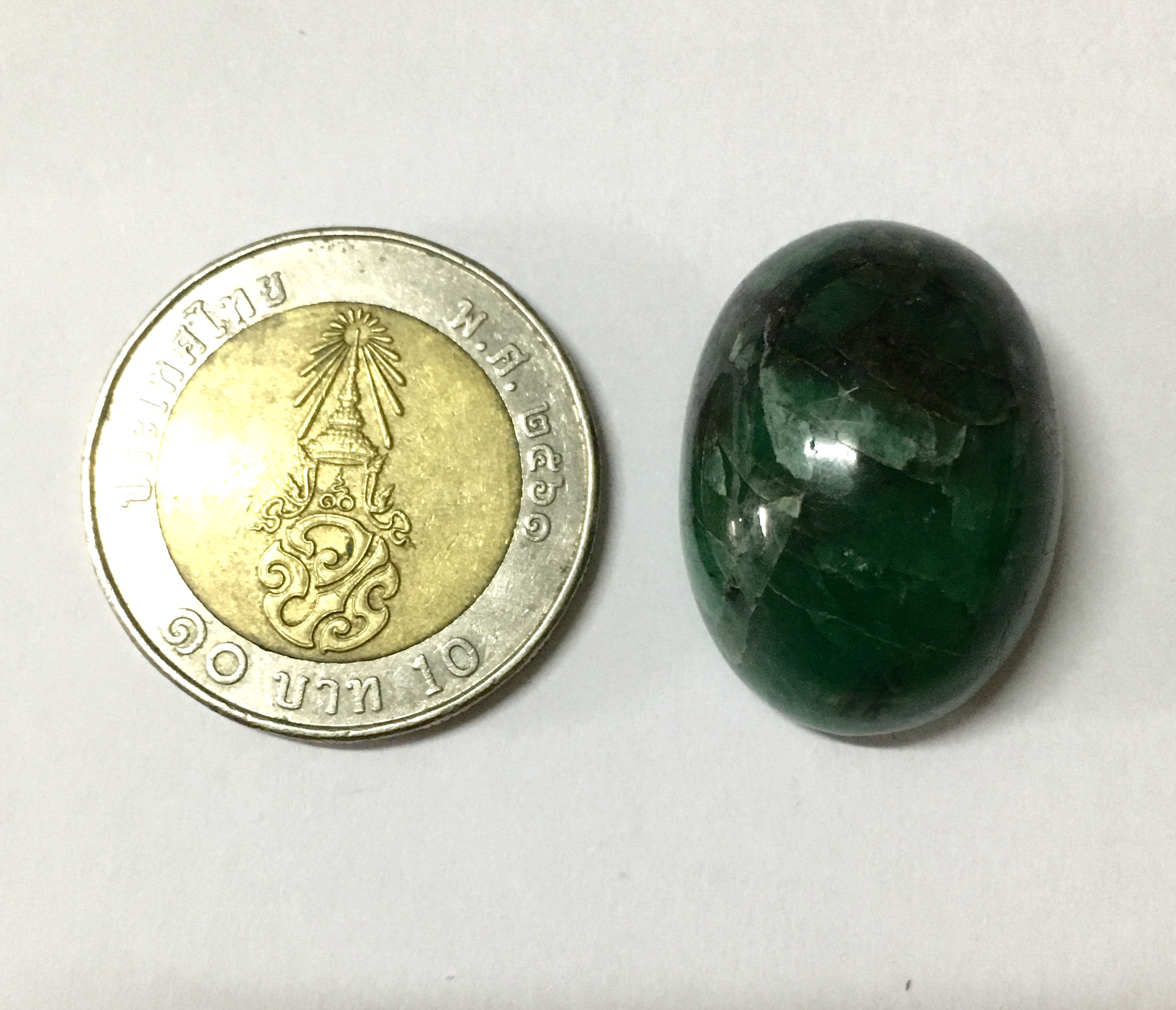 (Big size) EMERALD มรกต แท้ 43 กะรัต พลอยดิบธรรมชาติ เม็ดโต สีสวย