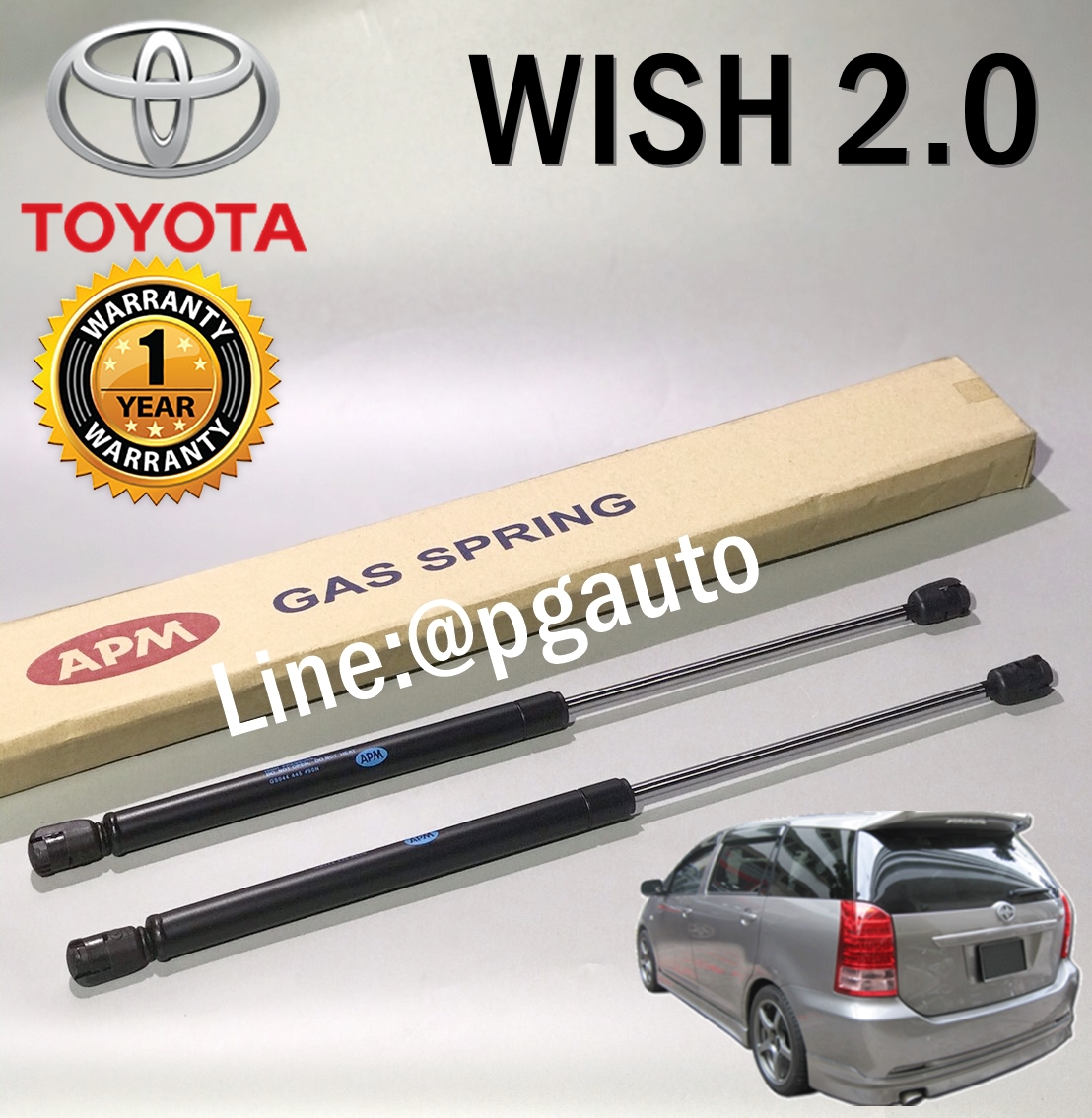 โช๊คอัพฝากระโปรงท้าย โตโยต้าวิช TOYOTA WISH ปี 2004 ขึ้นไป เครื่อง 2.0( 1 คู่ = 2 ชิ้น ) / ยี่ห้อ APM OEM แท้