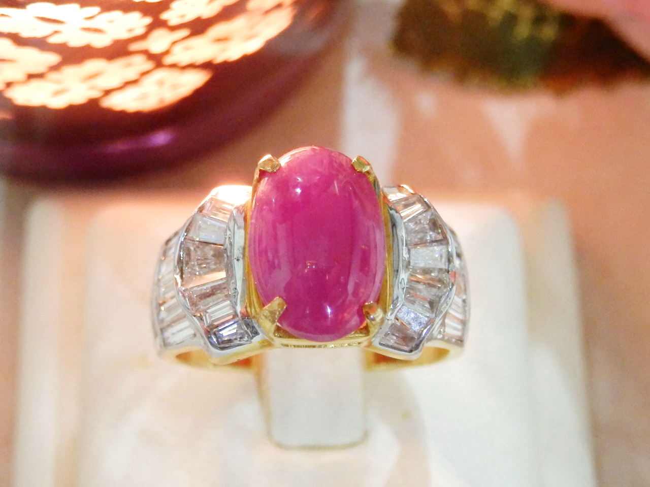 M066 แหวนทับทิมเพชรแท้ 1.07 กะรัต แบบน่ารักใส่ได้ทุกวัน