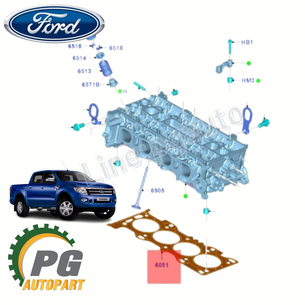 ประเก็นฝาสูบ FORD RANGER 2.5 T6 ปี 2012-2014 (1 ชิ้น) แท้ / รูปจริง