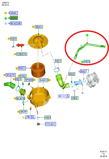 ท่อยางหายใจหม้อกรองอากาศ FORD RANGER ปี 2011-2018 (1 เส้น) แท้/ รูปจริง