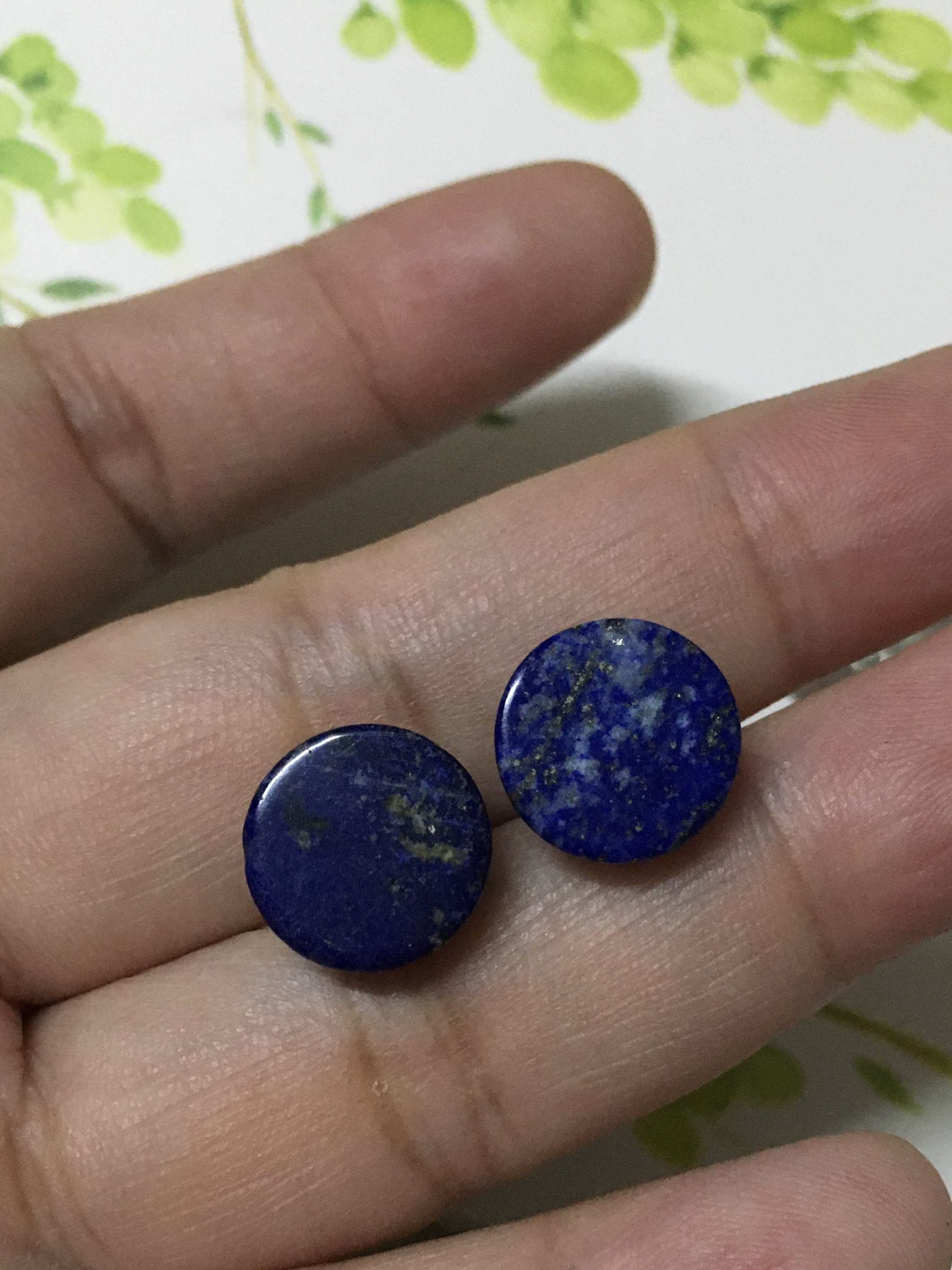 LAPIS LAZULI ลาพิส ลาซูลี 12 มม.หินแท้ ลายสวยเฉพาะตัว จัดเซตคู่ต่างหู