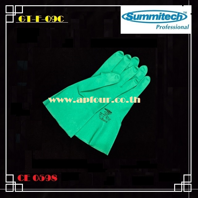 ถุงมือไนไตร ป้องกันสารเคมี สีเขียว Summitech รุ่น GT-F-09C ( เบอร์ 8 , 9 )