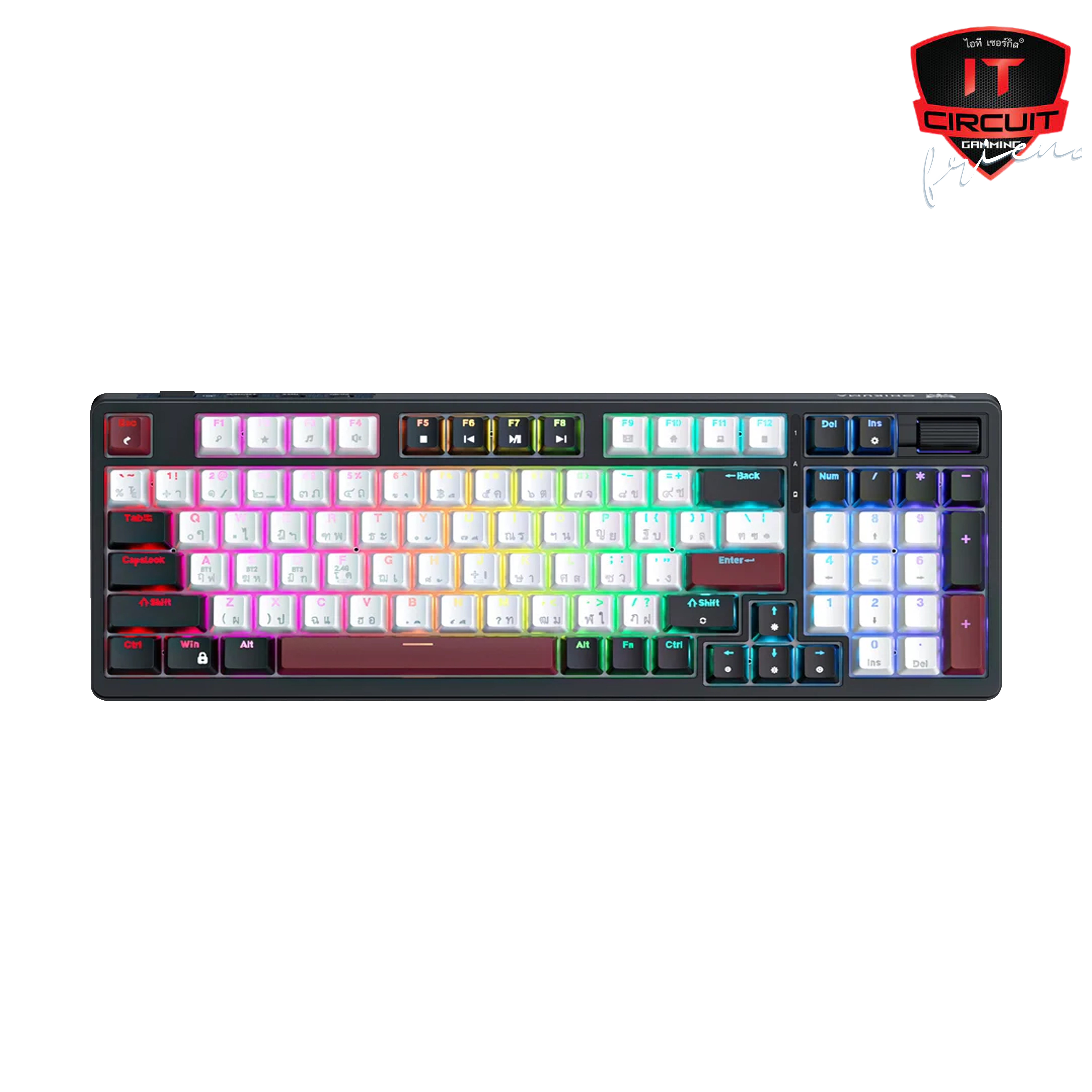 WIRELESS KEYBOARD (คีย์บอร์ดไร้สาย) ONIKUMA AKI BLUE SWITCH RGB EN/TH - BLACK