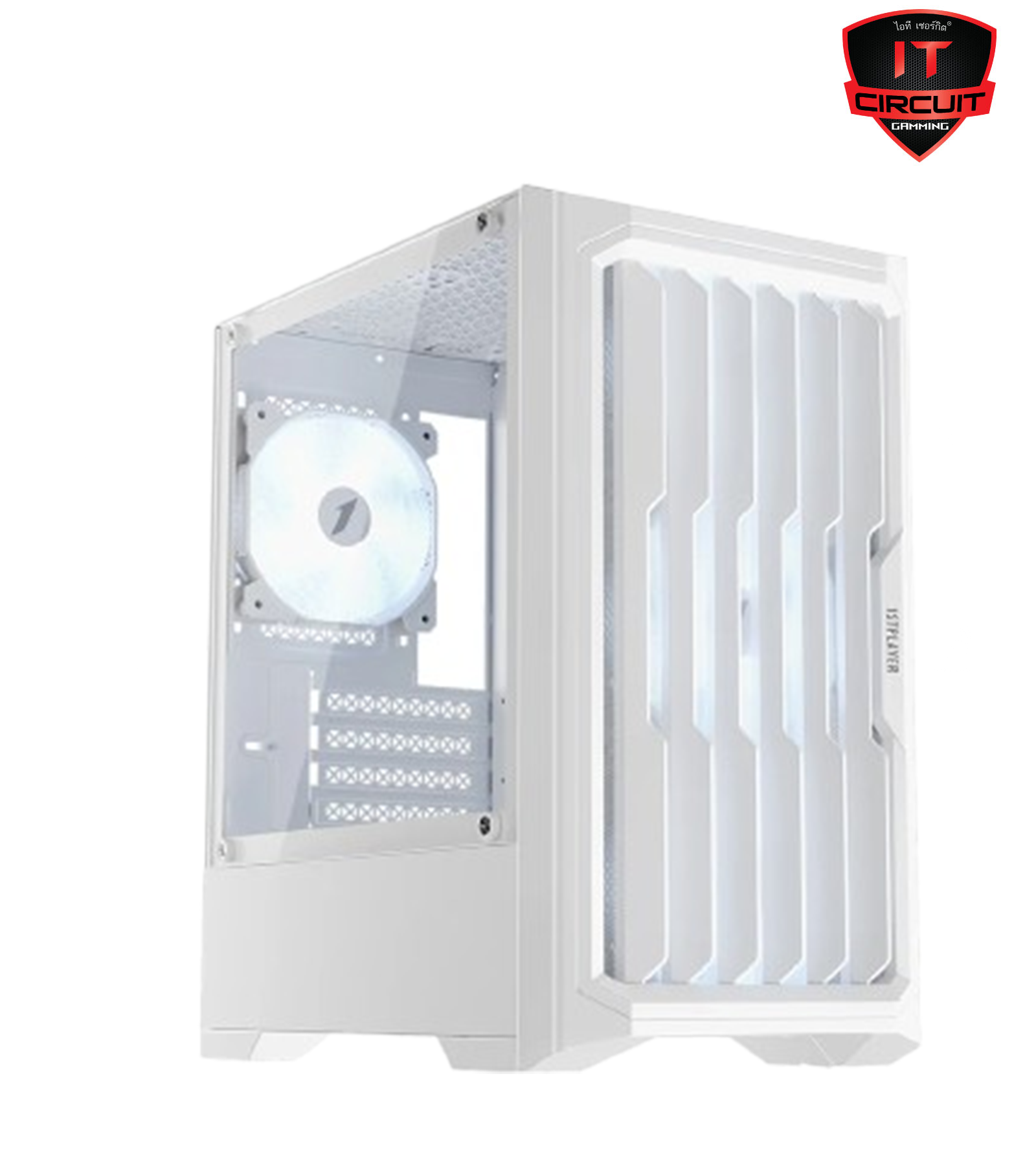 Case (เคส) Gaming 1st Player Bullet Hunter H2 Tempered Glass M-ATX (White)