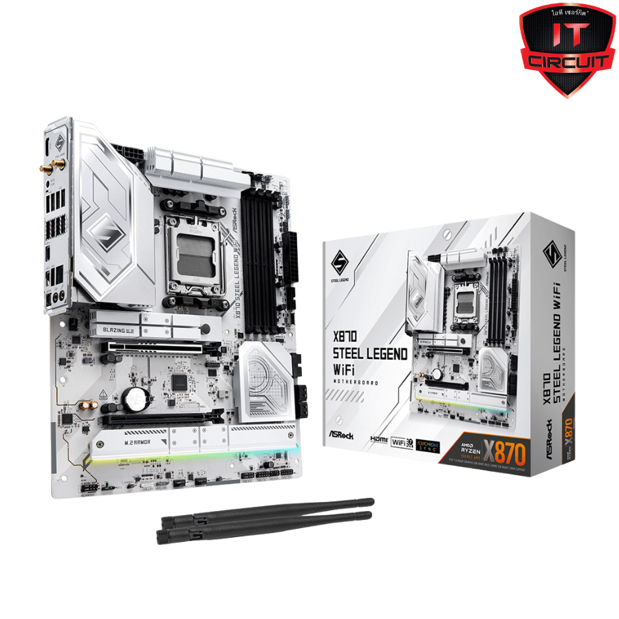 MAINBOARD (เมนบอร์ด) ASROCK X870 STEEL LEGEND WIFI (AMD SOCKET AM5 DDR5 ATX) SN29925T110H
