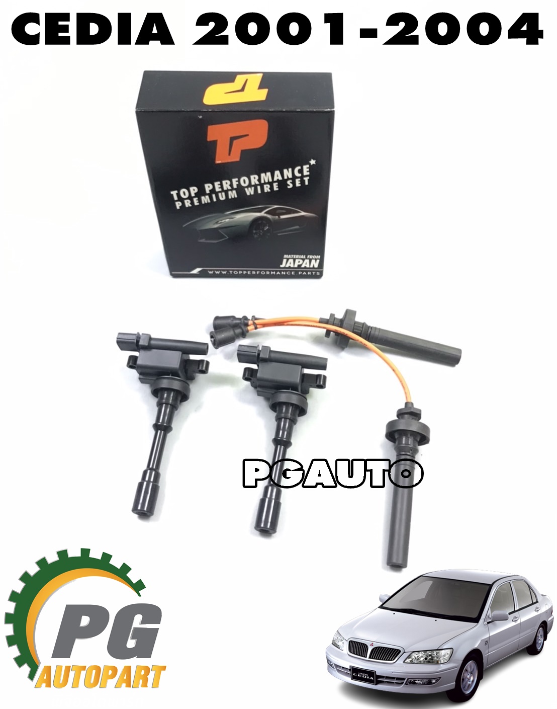 ชุดคอยล์หัวเทียน+สายหัวเทียน MITSUBISHI CEDIA CS3 ปี 2001-2004 (1ชุด = 4 ชิ้น) TOP / รูปจริง