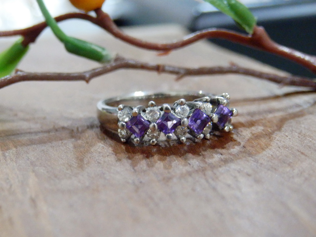 Sm100 แหวนแถวอเมทิสต์ เพชรcz งานซิลเวอร์สวยๆราคาเบาๆ