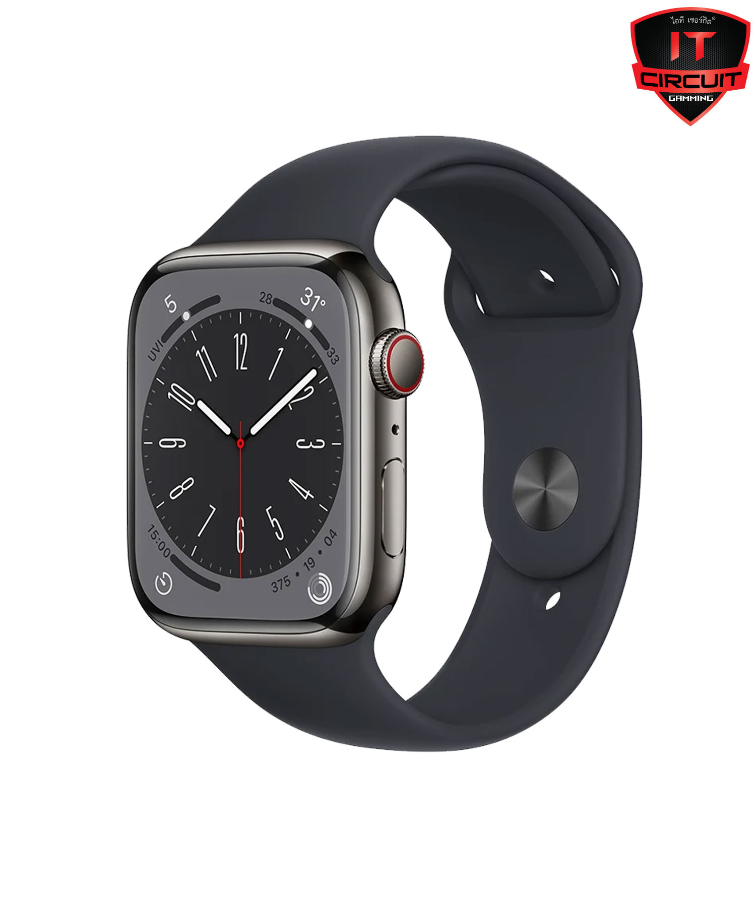 Apple Watch Series 8 GPS + Cellular 45mm Graphite Stainless Steel Case with Midnight Sport Band - Regular
