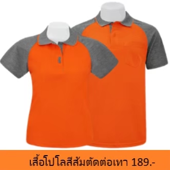 เสื้อโปโลสีส้มปกส้มอ่อน