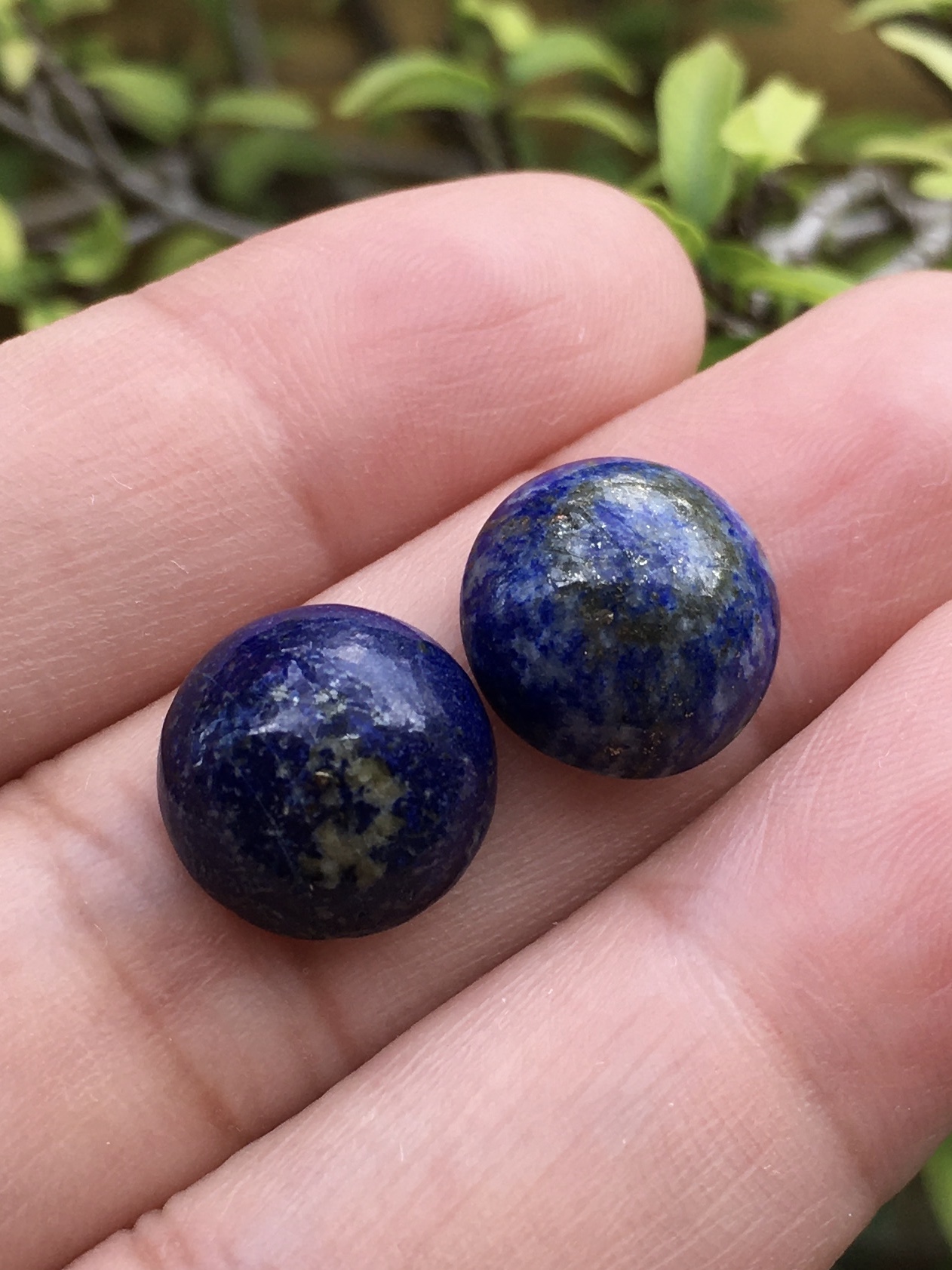 LAPIS LAZULI ลาพิส ลาซูลี 12 มม.หินแท้ ลายสวยเฉพาะตัว จัดเซตคู่ต่างหู