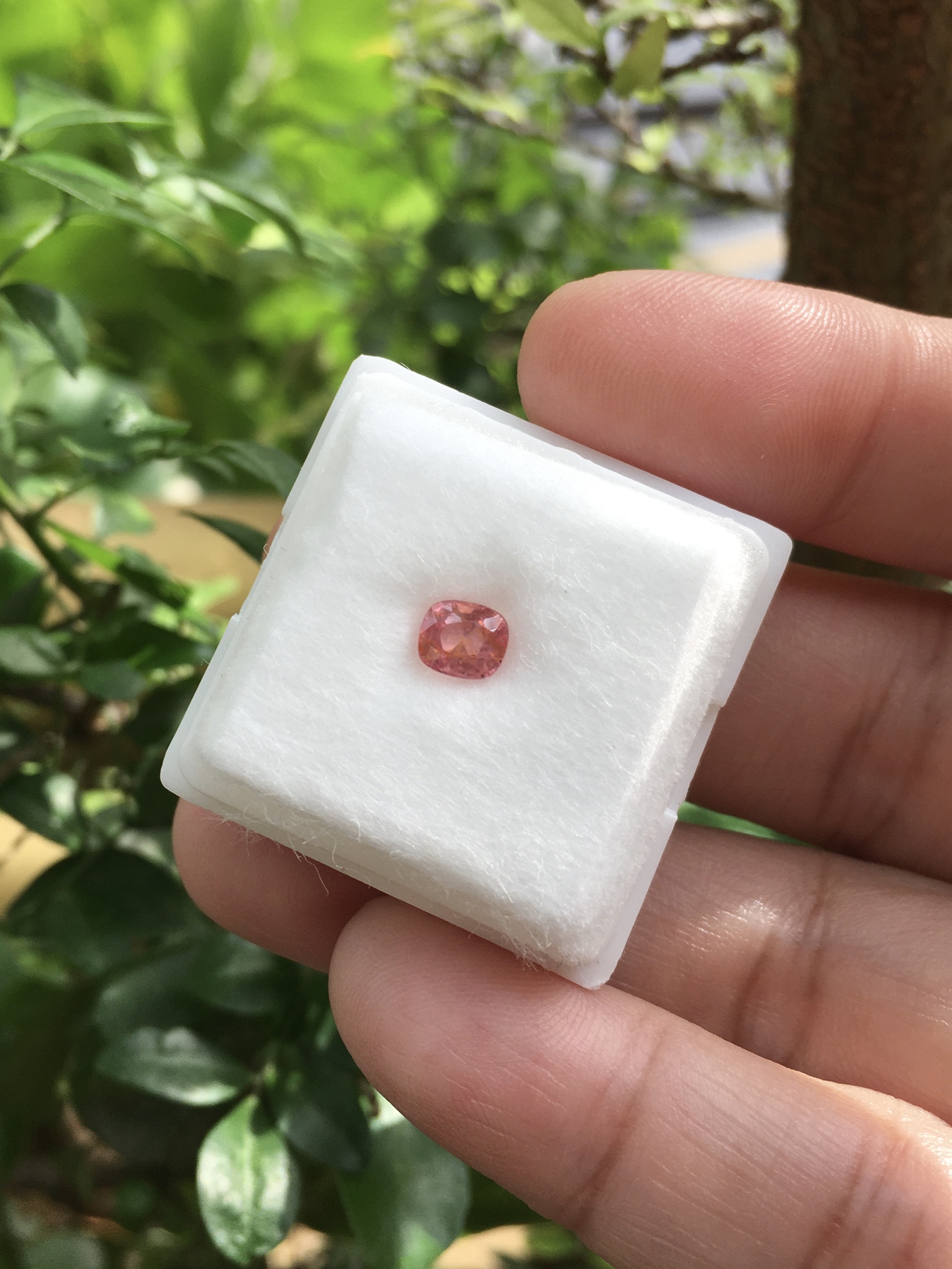 SPINEL สปิเนลแท้ 0.55 กะรัต พลอยดิบ สีชมพูอมส้ม ไฟดี สีหายากค่ะ