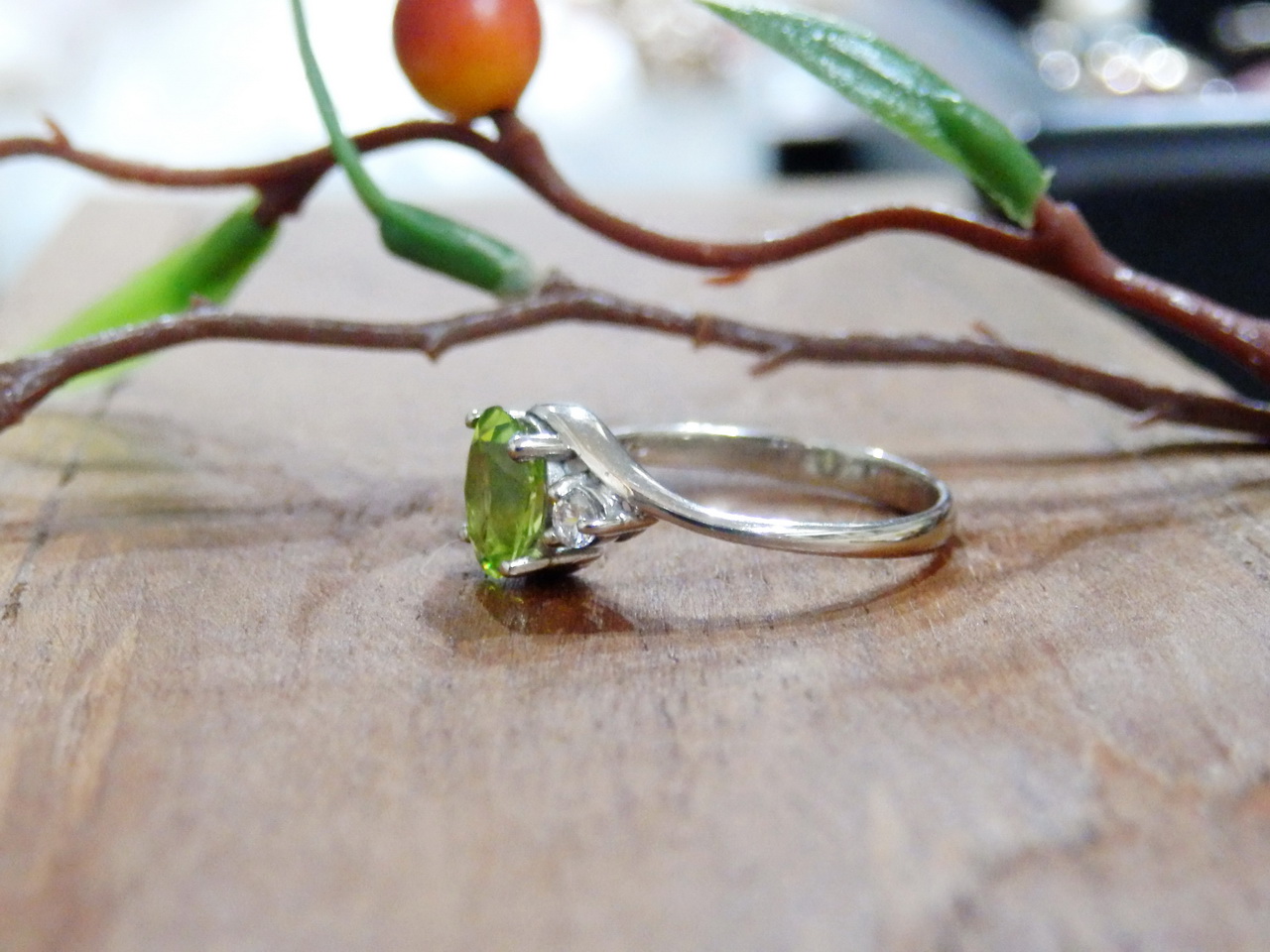 Sm090 แหวนเพอริดอทแท้ งานซิลเวอร์สวยๆราคาเบาๆ