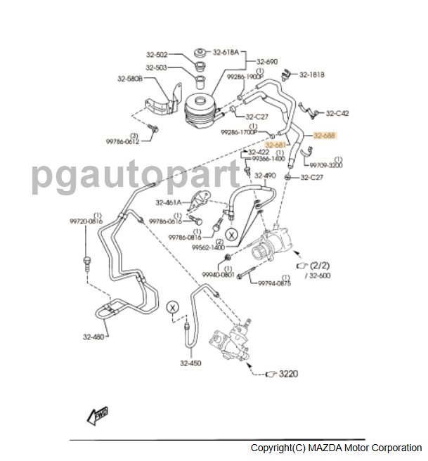 ท่อยางเพาเวอร์ MAZDA FIGHTER,BT50 ,FORD,RANGER ปี 2006-2010 T5 / DKR