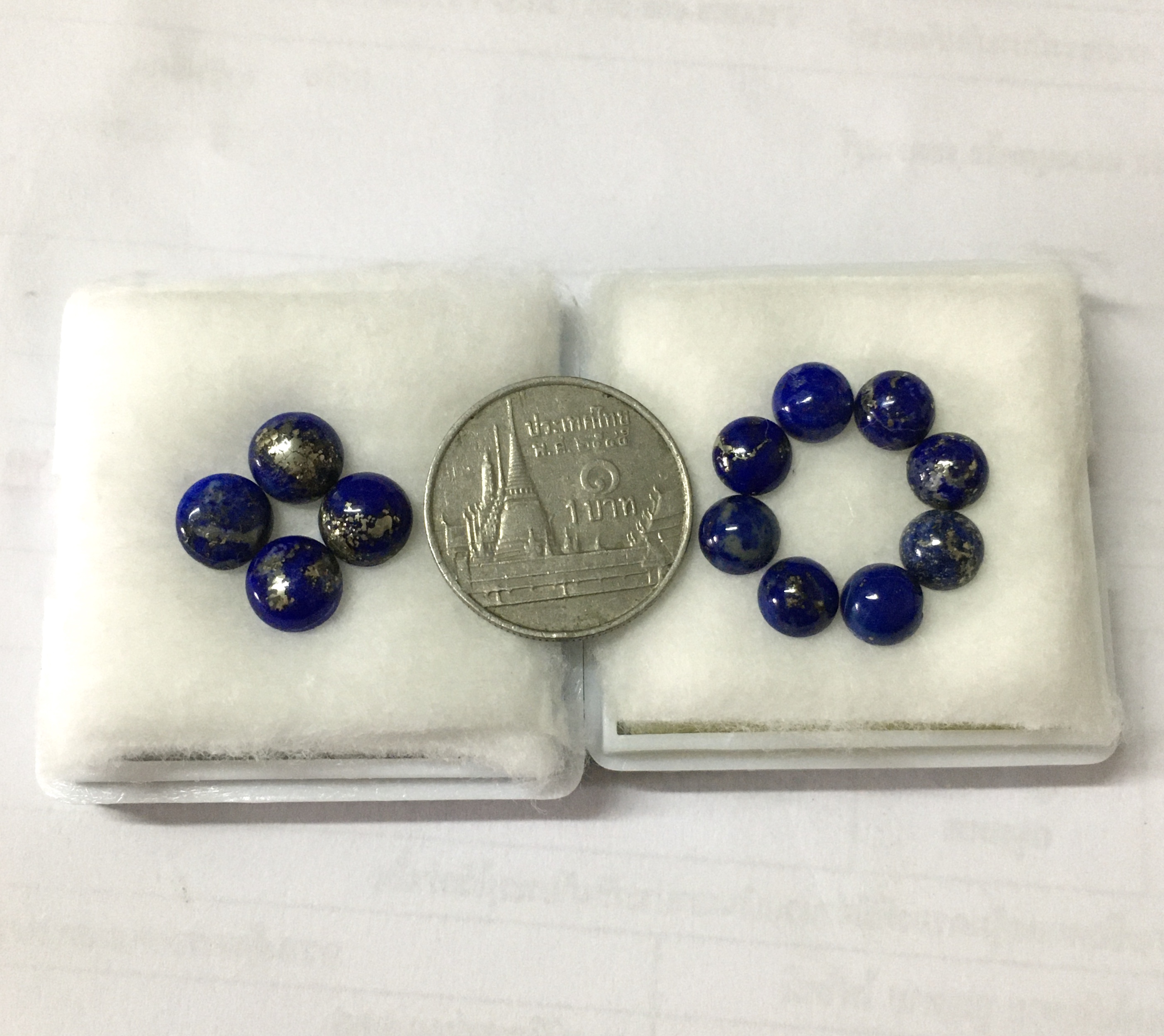 (590 ทุกกล่อง) LAPIS LAZULI ลาพิส ลาซูลี 6 ,7 มม.หินแท้ ลายสวยเฉพาะตัว ติดแร่ไพไรต์จุกๆ สีน้ำเงินจัด ปัดเงาสวยๆเลยจ้า