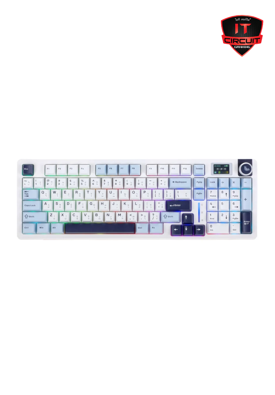 KEYBOARD (คีย์บอร์ด) WIRELESS AULA S98PRO LIGHT BLUE/WHITE/BLACK PURPLE (STAR SWITCH/BLUETOOTH/LCD) SN071025T264H