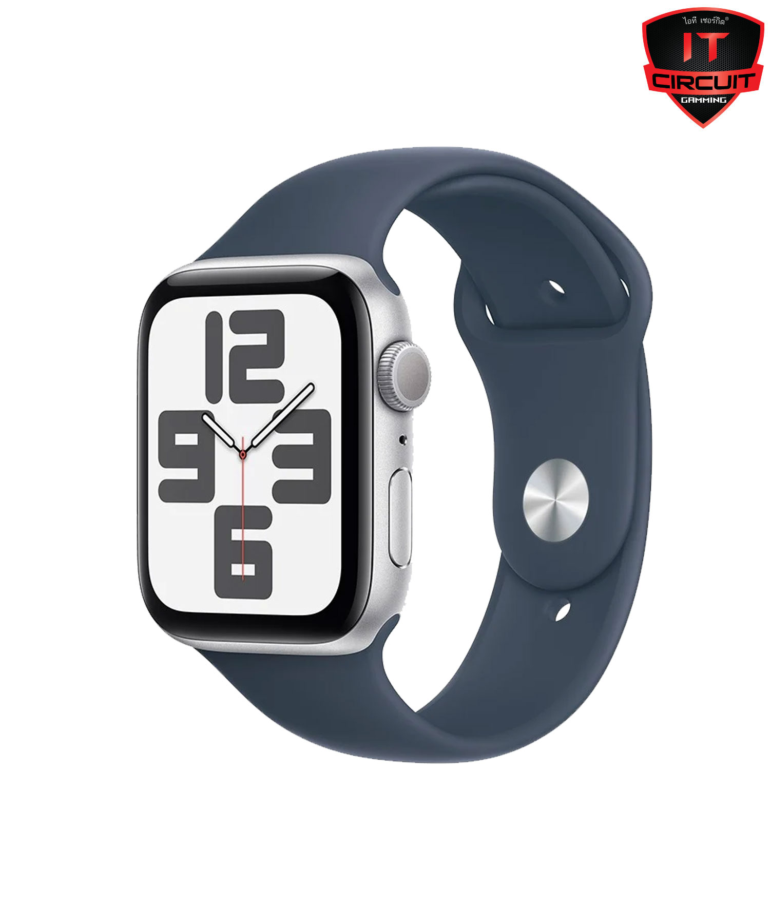 Apple Watch SE GPS 44mm Silver Aluminium Case with Storm Blue Sport Band - M/L (MREE3SA/A) - A0154540
