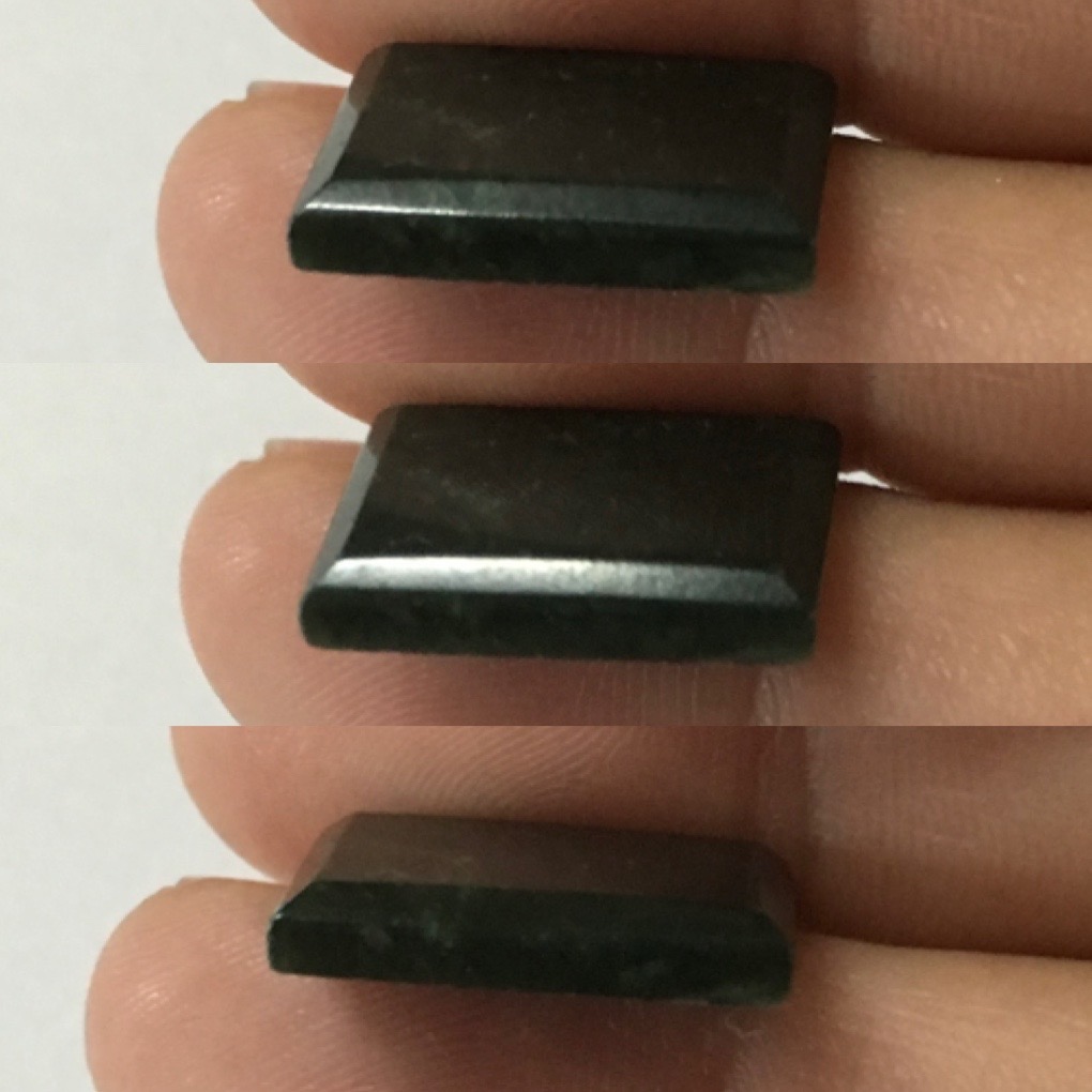 JADEITE หยกแท้ 8 cts. Type a เนื้อดี สีสวย หยกแผ่นสีเสมอ โทนเขียวเข้ม