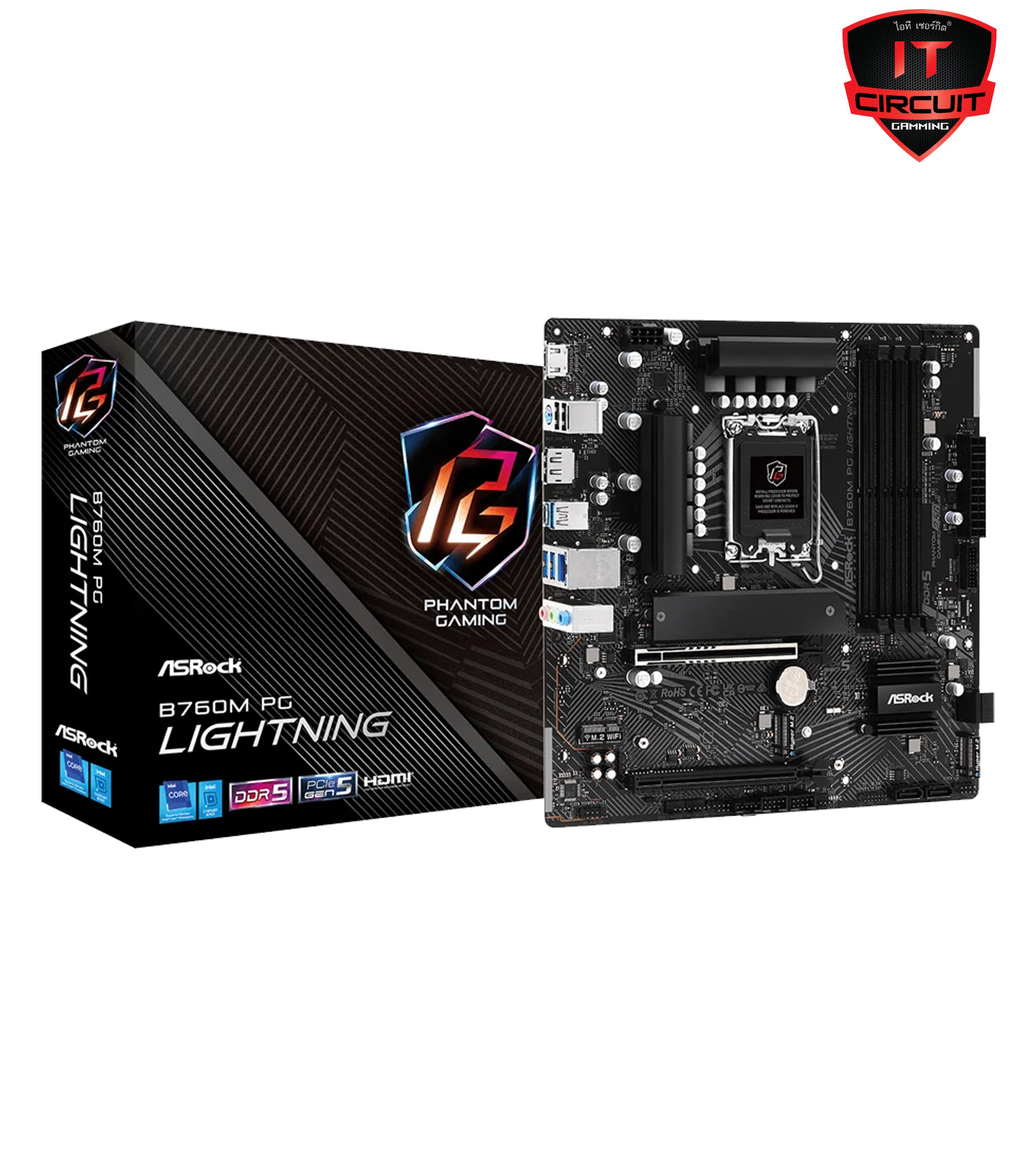 MAINBOARD (เมนบอร์ด) ASROCK B760M PG LIGHTNING (DDR5) (SOCKET LGA 1700) (MICRO-ATX)