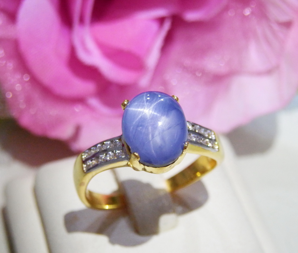 ((ขายแล้ว))N223 แหวนไพลินสตาร์แท้ 4 กะรัต (light blue)พลอยสวยมีเสน่ห์มากๆค่ะ