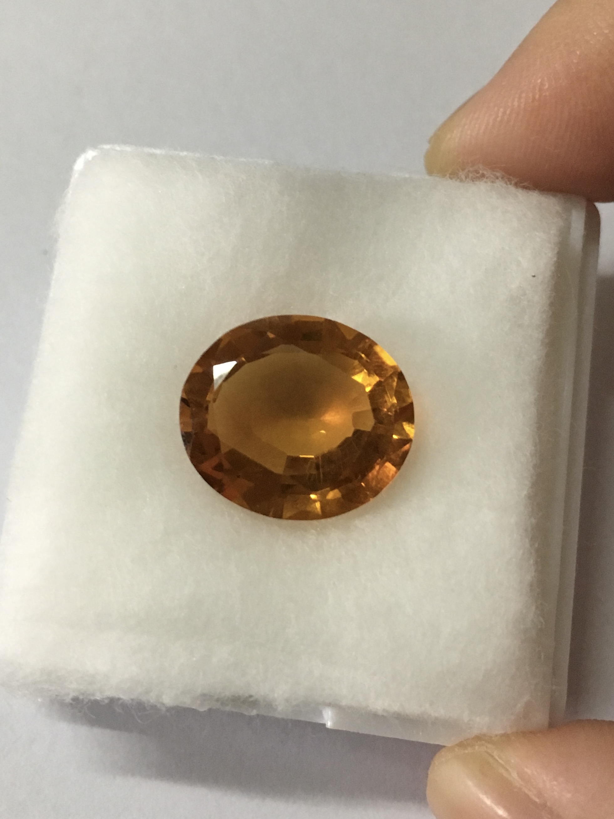 (พลอยโคลนนิ่ง สวยเหมือนยันเงา) ซิทริน 7.5 กะรัต เม็ดโตเนื้อใส ไฟดี สีสวยจัด เหมือนพลอยแท้ม๊ากก