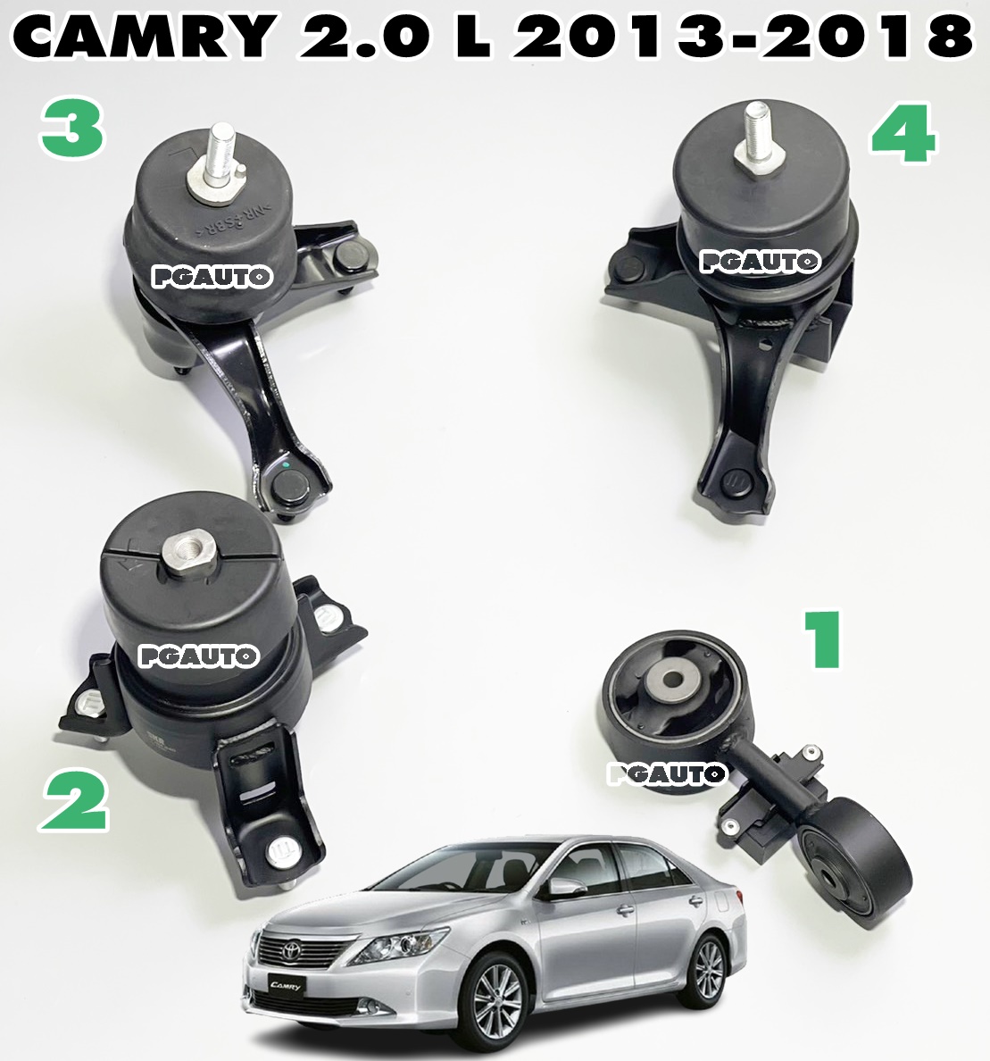 เซตประหยัด!!! ยางแท่นเครื่อง-แท่นเกียร์ TOYOTA CAMRY ACV51 (เครื่อง 2.0 L) ปี 2013-2018 (1ชุด = 4 ตัว) เทียบ รูปจริง / ENGINE MOUNT
