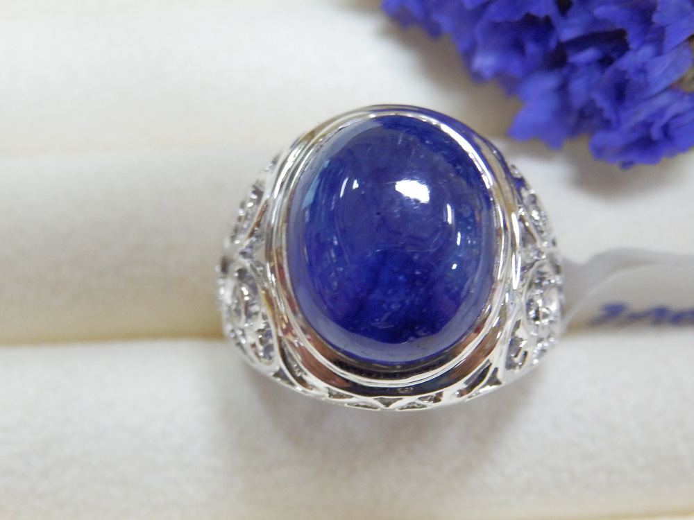 PP5401 แหวนไพลินแท้ ก้านฉลุลายดีไซน์คลาสสิค