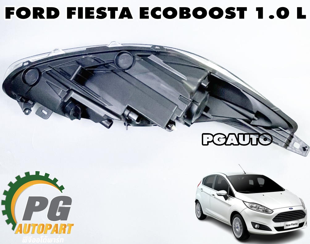 ไฟหน้าทั้งดวง(มุมชุบ) LH FORD FIESTA ECOBOOST 1.0 L ปี 2014-2016 (1 ดวง) แท้ / รูปจริง