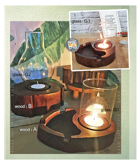 Candle holder เชิงเทียน ไม้ธรรมชาติ ตะเกียง ขนาดกะทัดรัด วางแต่งบ้านสวยงามได้ทุกที่ Wood Lamp