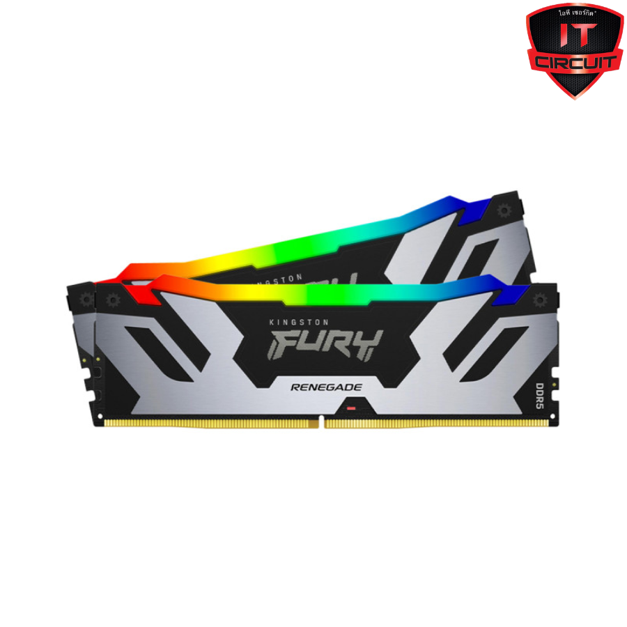 RAM (แรม) KINGSTON FURY RENEGADE RGB 64GB (32x2) DDR5 6400MHz BLACK-SILVER SN031025T10H