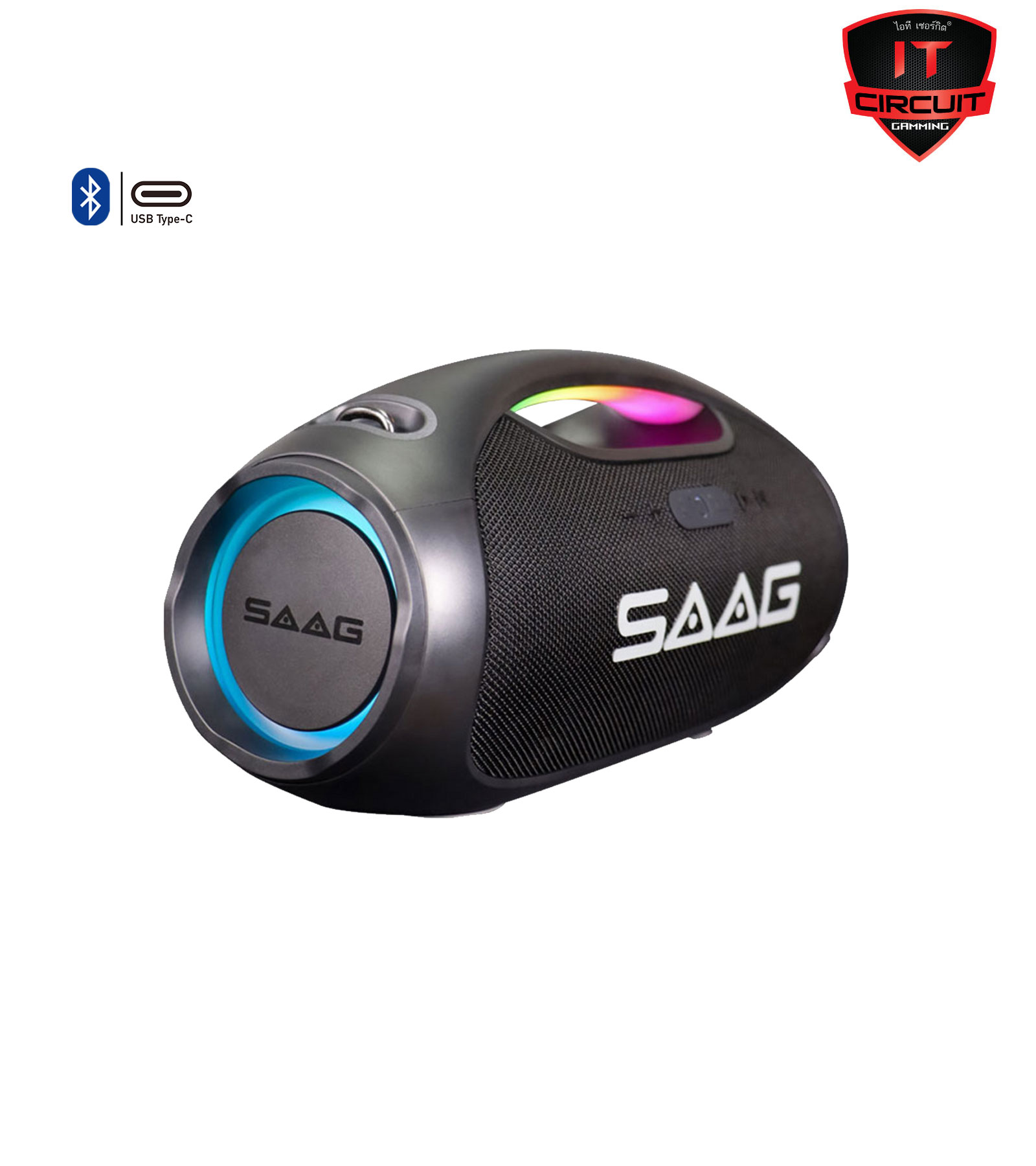 SPEAKER BLUETOOTH (ลำโพงบลูทูธ) SAAG STORM (ES244A) RGB BLACK