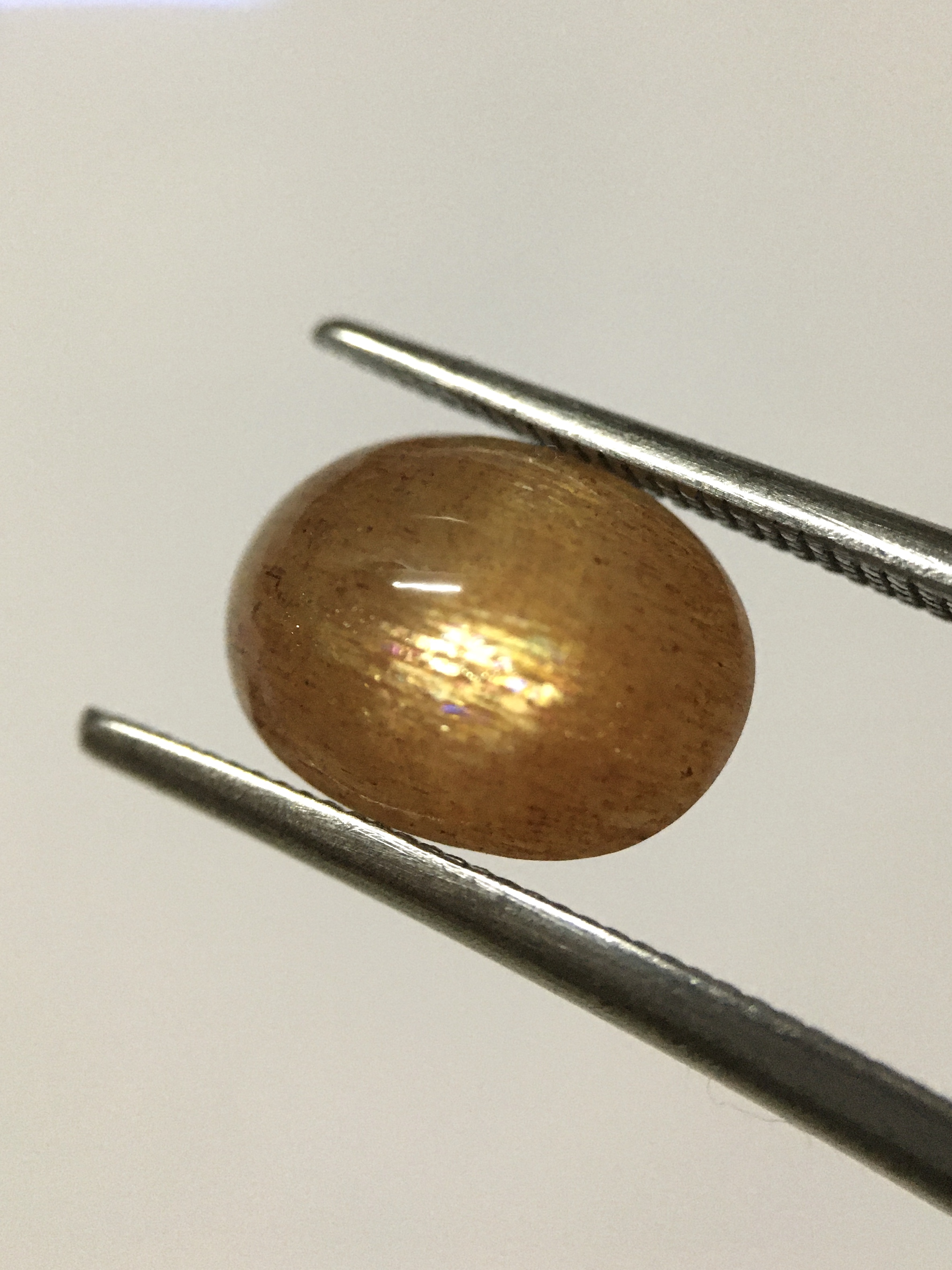 SUN STONE ซันสโตนแท้ 2.34 กะรัต หิน ธรรมชาติ เหลือบทองสว่าง เนื้อสีน้ำผึ้งฉ่ำสวย น่าสะสม