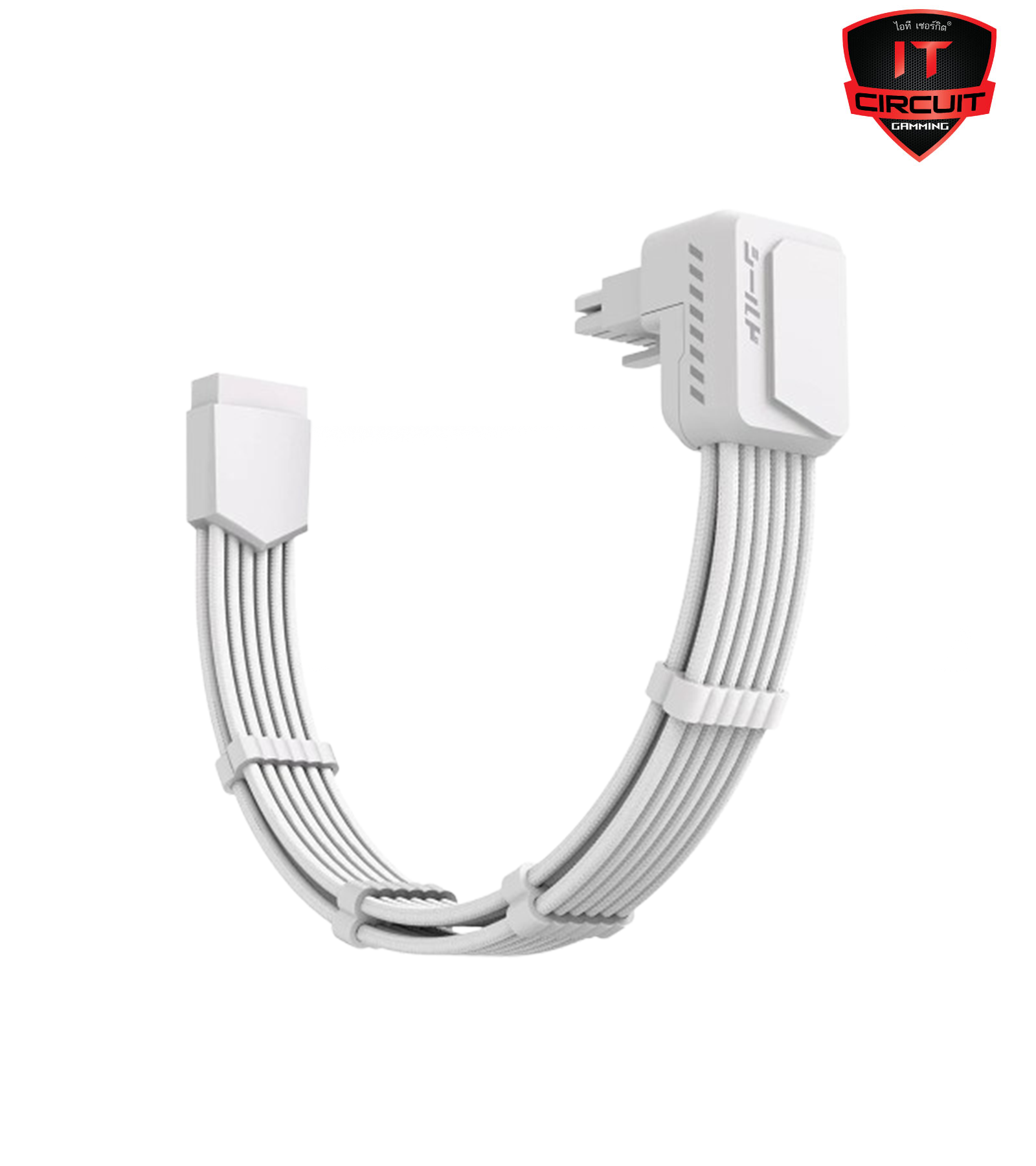 SLEEVED CABLE (สายถัก) EZDIY-FAB SHIELD 90 DEGREE 16AWG 12VHPWR MALE TO FEMALE EXTENSION CABLE RVS - WHITE