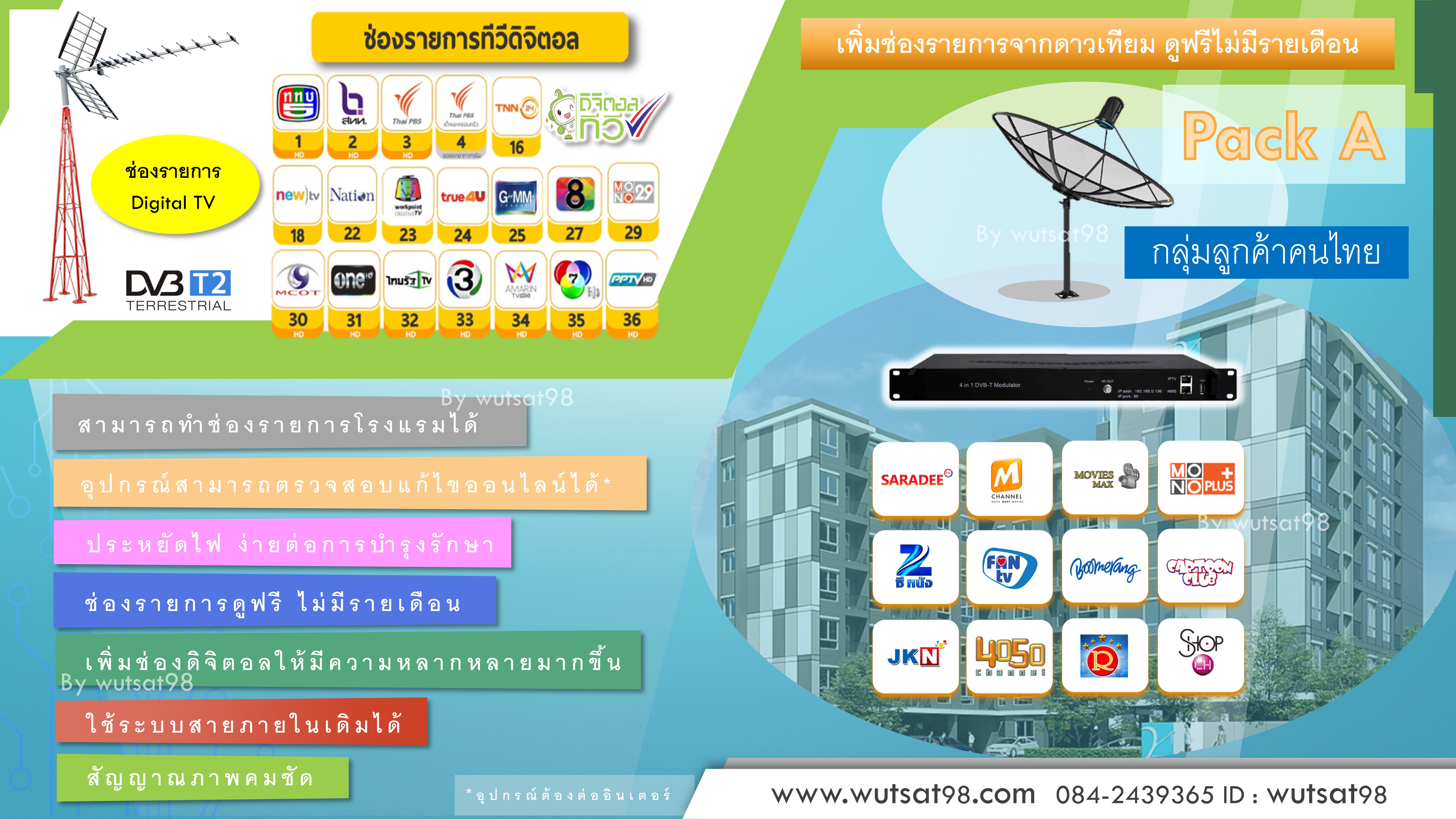 ชุดระบบดิจิตอลทีวีอพาร์ทเม้นท์โรงแรมหอพัก