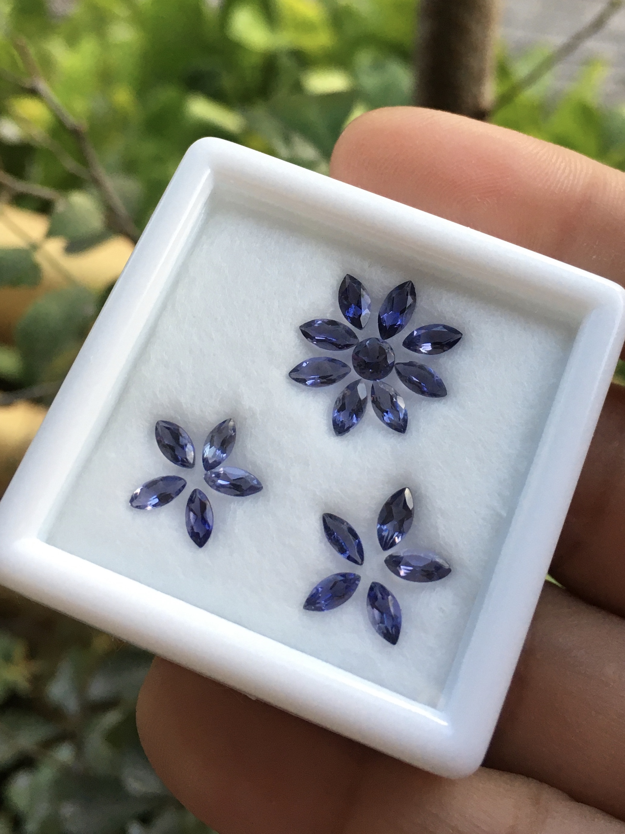 (เหมากล่อง) IOLITE ไอโอไลต์ 19 เม็ด 2.23 กะรัต พลอยแท้ หวานเจี๊ยบ จัดเซต แหวน ต่างหู น่ารักมากกกก