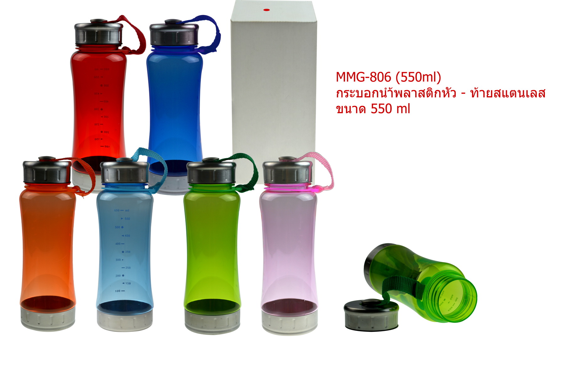 กระบอกน้ำ MMG806 เนื้อพลาสติกใส 500 ml.
